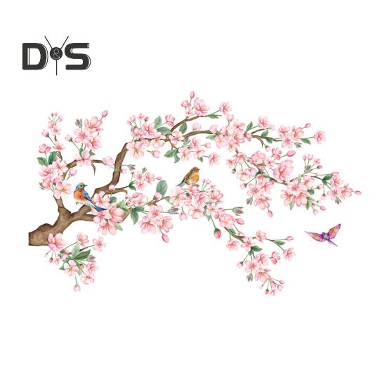 Flower Branch Bird Toilet Sticker Removable Self-adhesive Waterproof PVC Living Room Wall Art Floral Bathroom Toilet Lid Decoration Decal