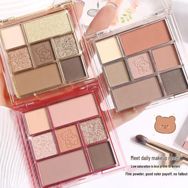 Lacyina Sieben-Farben-Lidschattenpalette: Schimmernde & Matte Erdtöne für Kontur & Rouge. Perfekt für Anfänger.