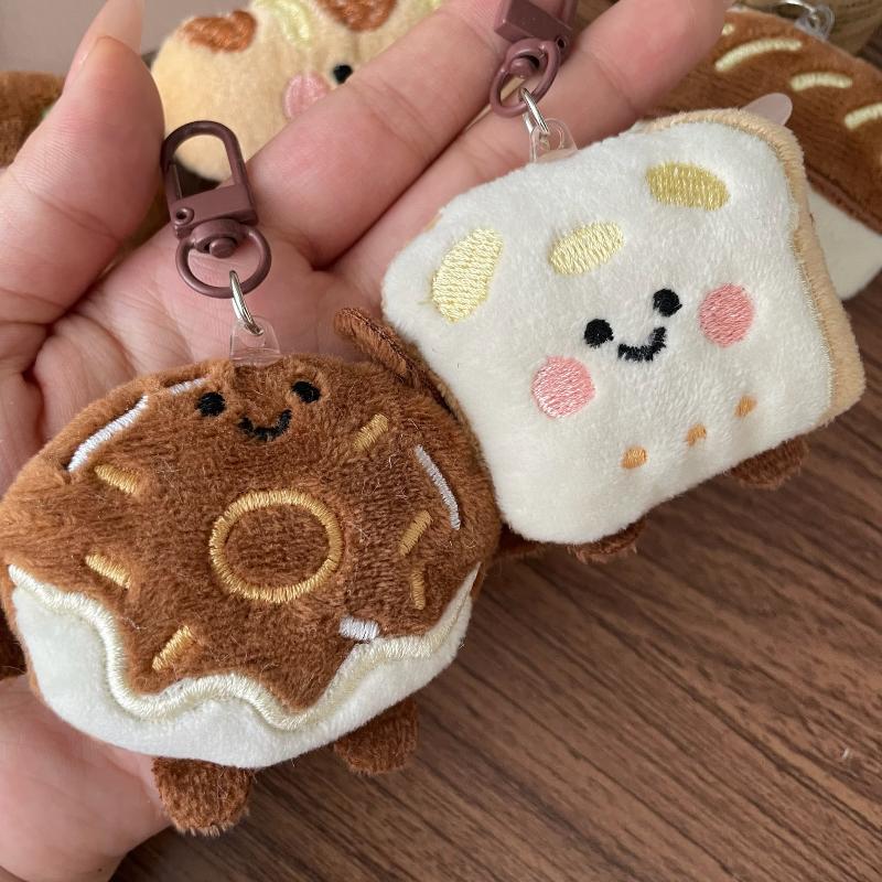 Cute Cartoon Donut Bread Plush Decoration Pendant Keychain Kawaii Simulated Food Stuffed Doll Backpack Pendant Accessories Gifts