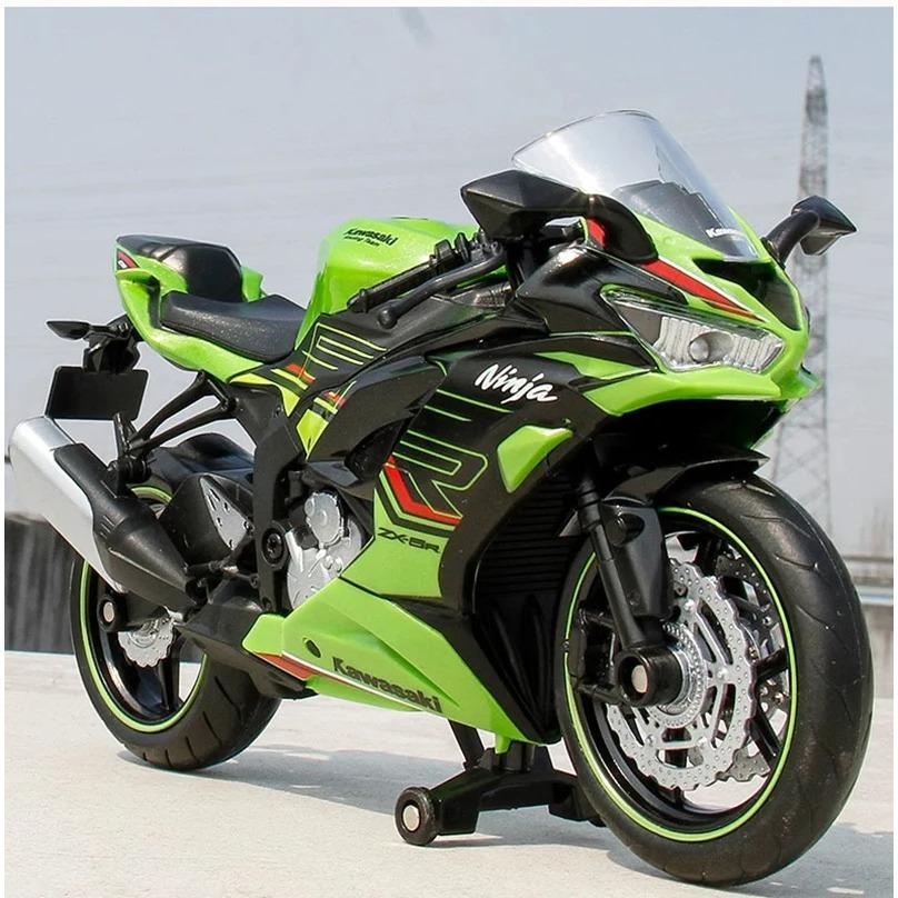 1/12 Kawasaki Ninja ZX-6R Race Cross-country Motorcycle Model Simulation Metal Street Motorcycle Model Collection Kids Toys Gift