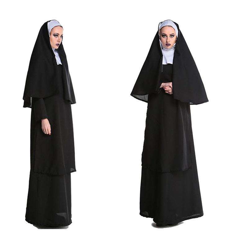 Adult Halloween Costume Cosplay Nun Outfit For Stage Performances L Xl)