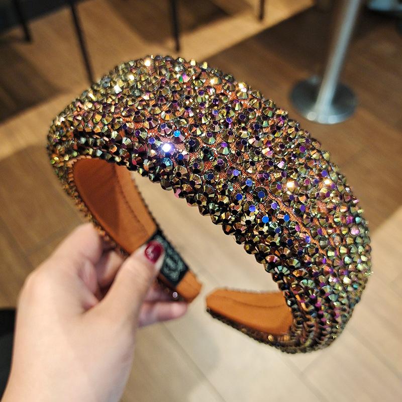 

Женский обруч для головы Толстая вязаная повязка на голову Мягкая Блестящие стразы для Леди Девушек Шоппинг Вечеринка Выступление Путешествия Головные уборы