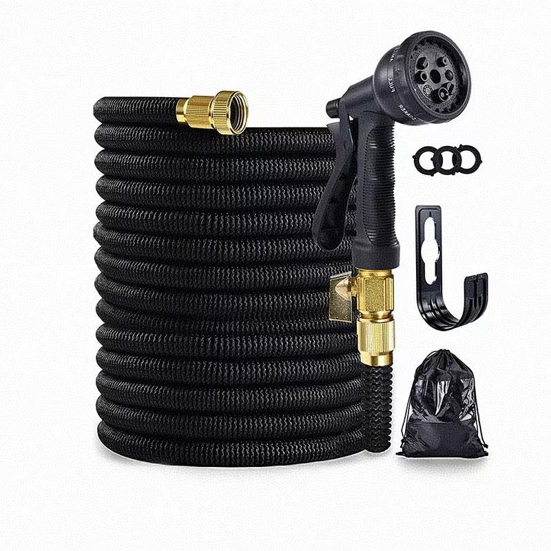 Expandable Garden Hose with 8 Function Nozzle, Lightweight Retractable Garden Hose,Kink Flexibility, Solid Brass Fittings and Double Latex Core 25ft