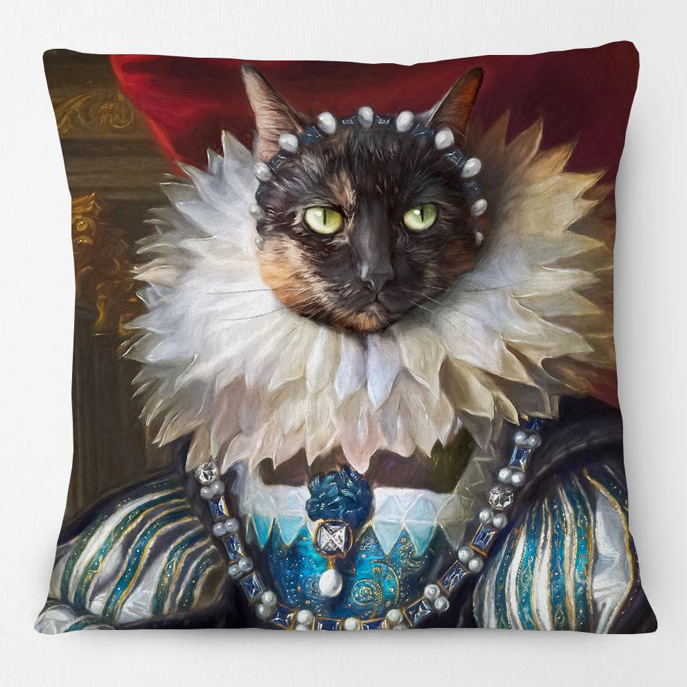 Federa Cuscino Pittura Ritratto Animali Cani Corte Reale Europea Cuscino Decorativo Gatto Vintage per Divano