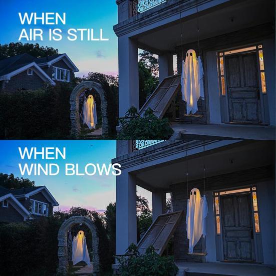 Halloween Outdoor Swing Ghost Decor 5 FT Large Hanging Swing Ghost for Front Porch Yard Tree Haunted House Party Decor