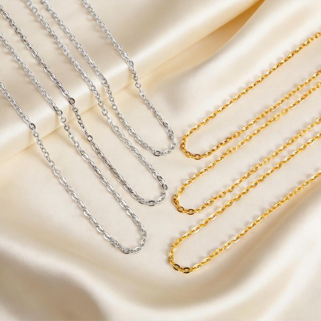 Wholesale 10pcs Stainless Steel Chain O-link Cross Cable Necklaces for DIY Jewelry Making Supplies