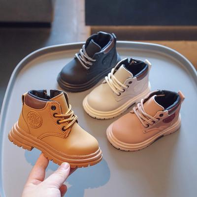 Retro kinder Britischen stil kurze stiefel neue baby kleine gelbe stiefel jungen und mädchen mode leder stiefel