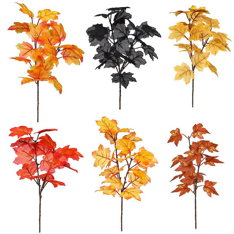 Fancyfamily 1PC Thanksgiving Simulation Maple Leaf Flower Arrangement Accessories Ornament Home Decoration