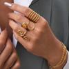 Fashion Metal Hollow Geometric Open Rings For Women Stainless Steel Gold Color Lines Spiral Adjustable Finger Ring Jewelry 2026