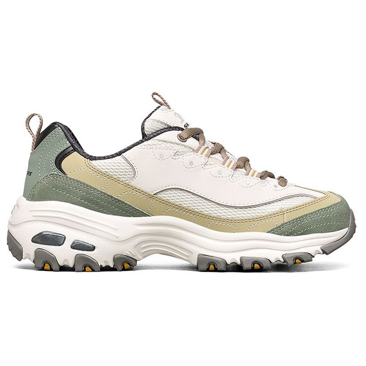 Skechers DLites 1.0 Panda Shoes Milk Tea Bear Thick Sole Sports Comfortable Casual Shoes Women Sneaker Olive 13167-NTOL