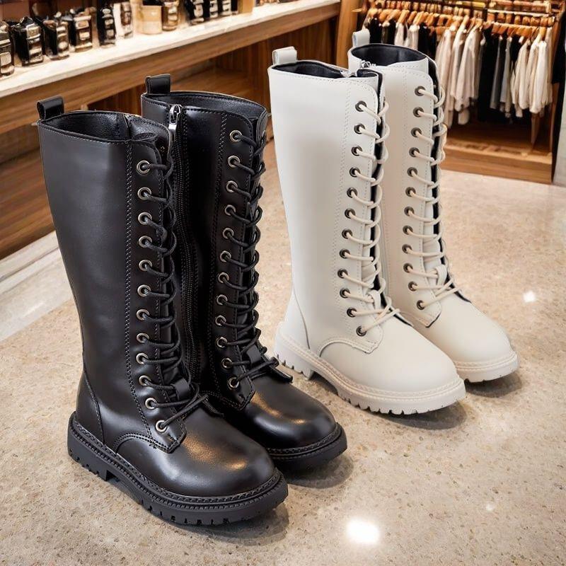 Dziewczęce wysokie kozaki księżniczki: Pokaz Mody Proste Długie Buty