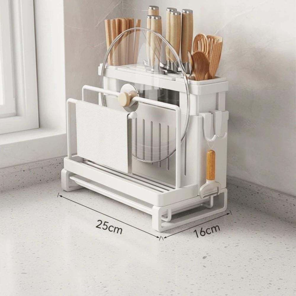 With Drainer Kitchen Storage Rack Wall Mount Chopstick Organization Countertop Organizer Cutting Board Holder Cooking Area