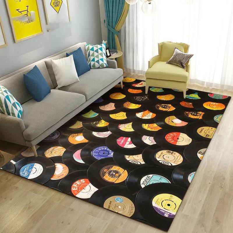 3D Vintage Classical Music Vinyl Record Area Rug Carpet Living Room Decor Bedroom Sofa Carpets Bedside Non-slip Mat Doormat