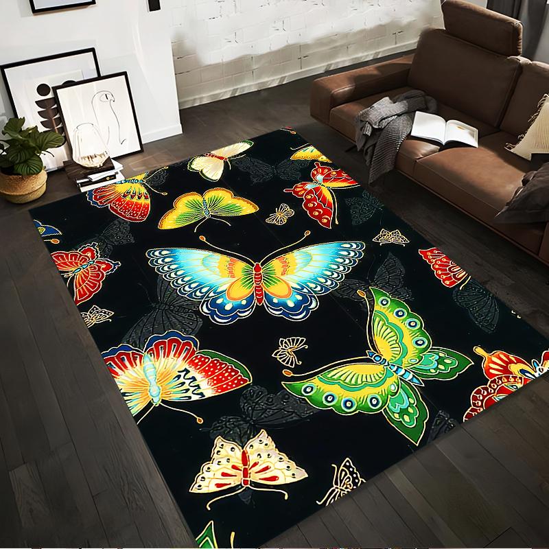 Colorful Butterfly Pattern Carpet – Soft Area Rug for Living Room Decor Suitable for Use As an Anti-slip for Living Room Bedroom Sofas