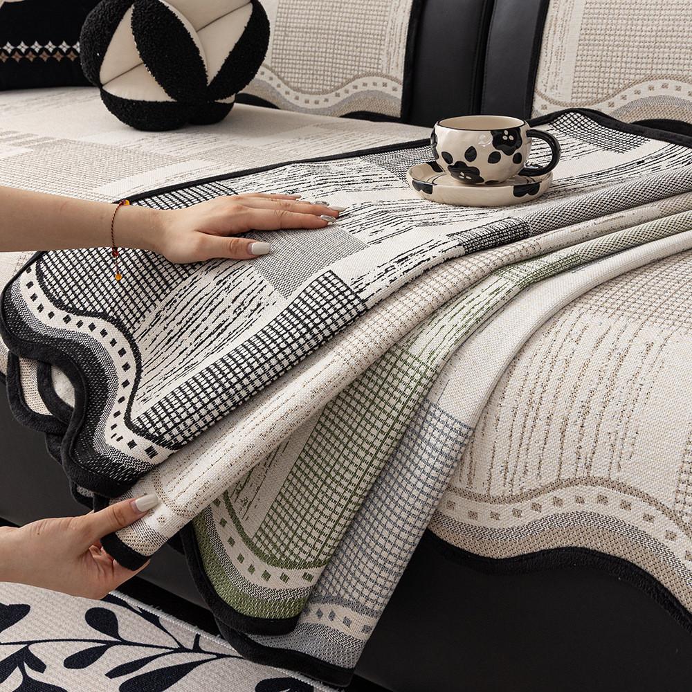 1pcs Irregular Sofa Cover Wear Resistant Non-Slip All-Season L Shape Couch Mat Breathable Home Couch Protector for Living Room