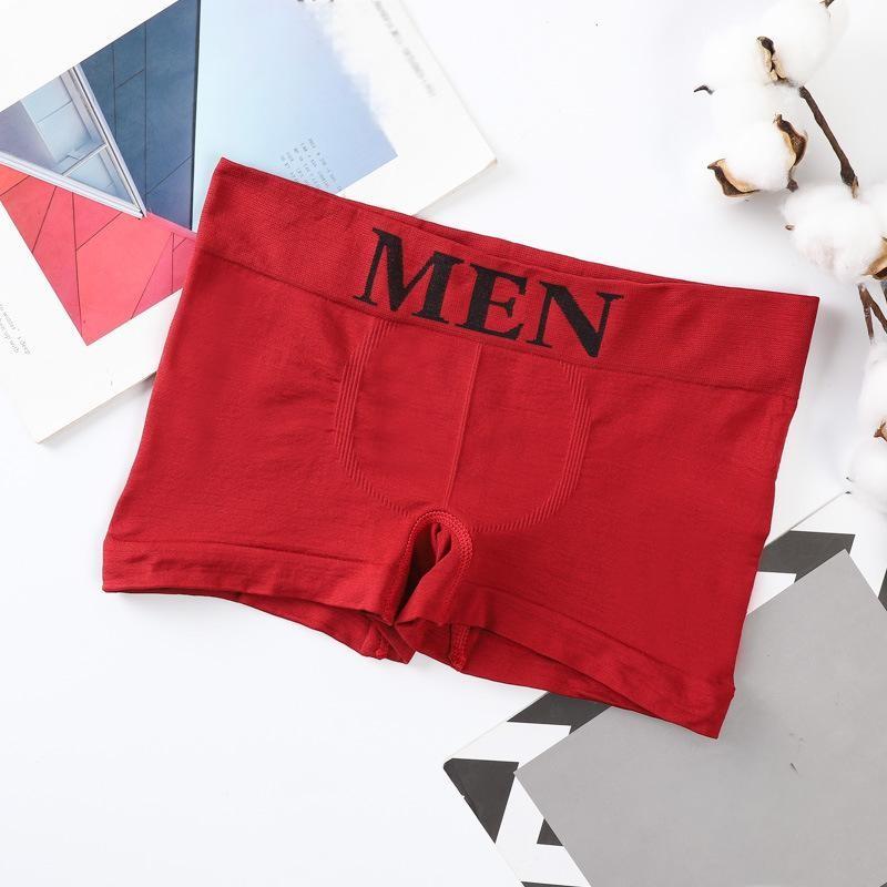 

Мужское нижнее белье средней посадки большого размера эластичное спортивное бесшовное удобное дышащее трусы-боксеры One Size красный