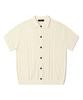 TRILLION Washable Cable Half Sleeve Button-Up Knit (Cream)
