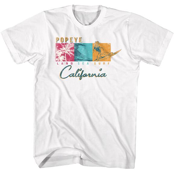 Popeye The Sailor Man Cartoon California Surfing Under The Sun Men s T Shirt XXL