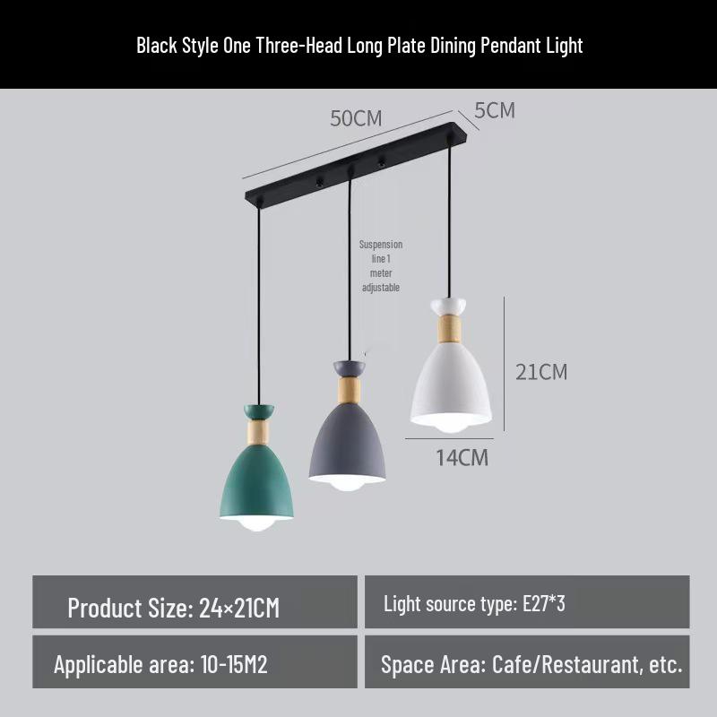 Nordic Modern Minimalist Macaron Pendant Light - Three-Head Design for Restaurant or Bar Counter