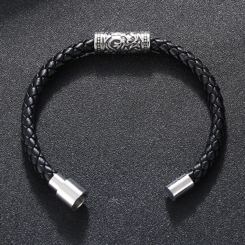 Stainless Steel Bracelets for Men Europe and America Handwoven Leather Bangles Male Jewelry Gifts