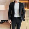 Men's Slim Fit Gray Suit Jacket - Spring/Autumn Trendy, Versatile, Casual Single-Breasted Top