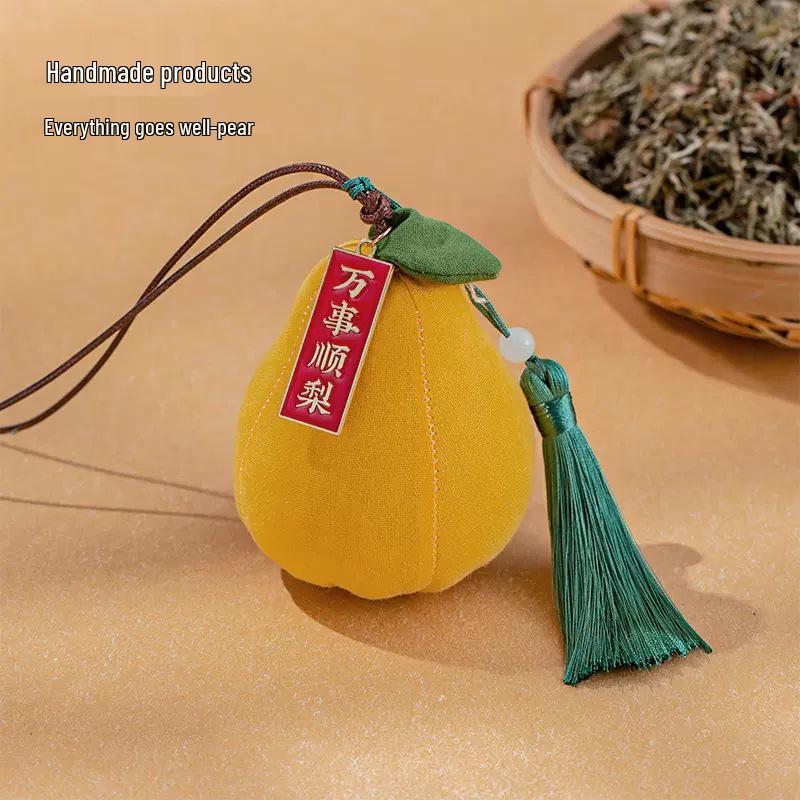 Handmade Lucky Lotus Pod Sachet: Embroidered Safety Charm & Coin Purse for Dragon Boat Festival