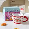 Cartoon Ceramic Cup With Cover, High-Value Household Couple Water Cup Gift Box, Small Gift Idea