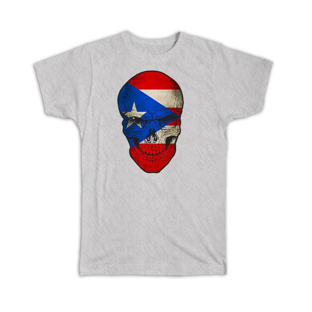 Gift T-Shirt : Puerto Rico Flag Skull Rican Boricua National Colors S