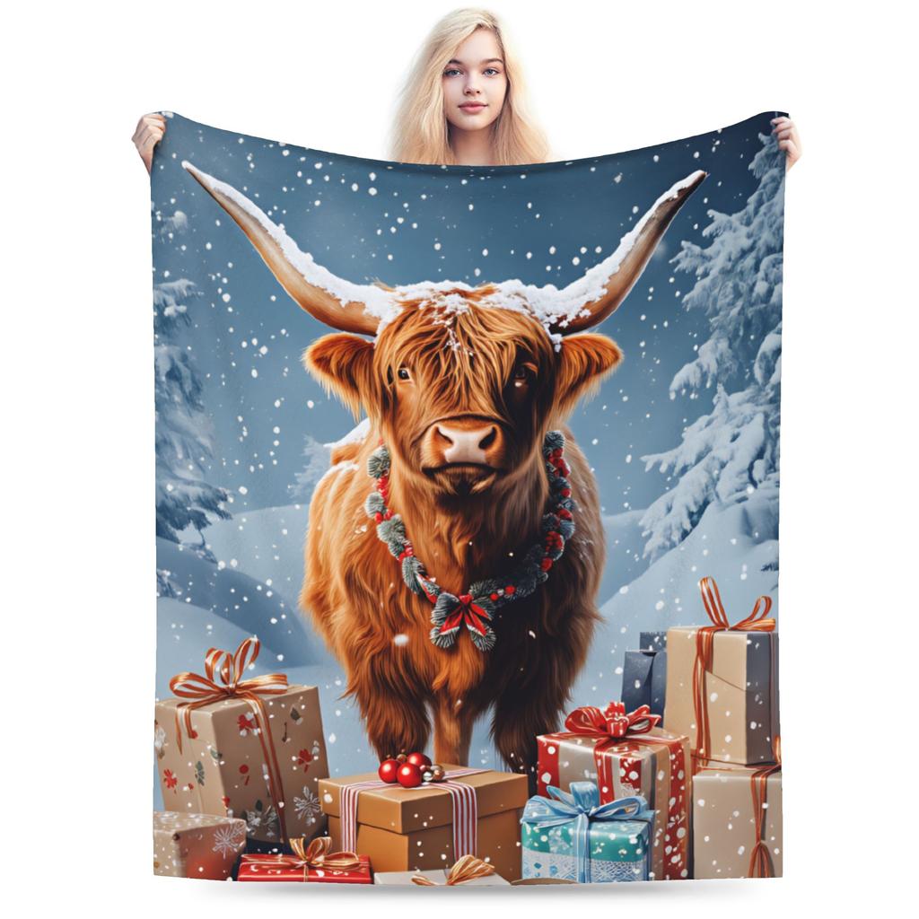 Soft Blanket Girls Boys Decorative Highland Cow Themed Throw Blanket  Flannel Bedspread For Outdoor Funny Sofa Bed Cover