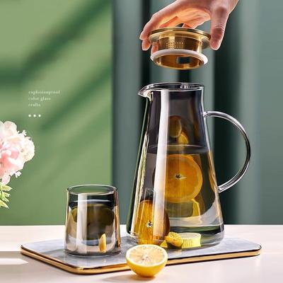 GIANXI 1.8L Cool Water Bottle Nordic Style Large Capacity High Borosilicate Glass Water Bottle Home Solid Color Glass Kettle Set