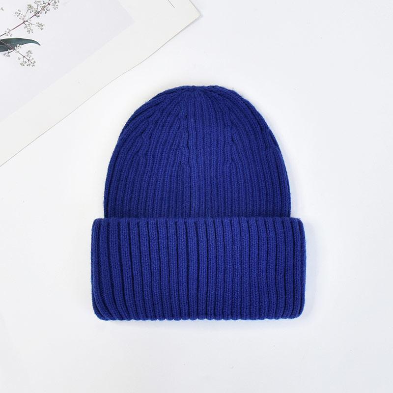 Winter Knit Beanie Hat Unisex  Custom Logo Ribbed Wool Knit Beanies Winter Luxury Warm Cuffed Beanie Hat for Women Men