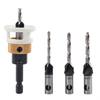 Set Of 4 Adjustable Countersink Drill Bits With Depth Stop For Woodwork