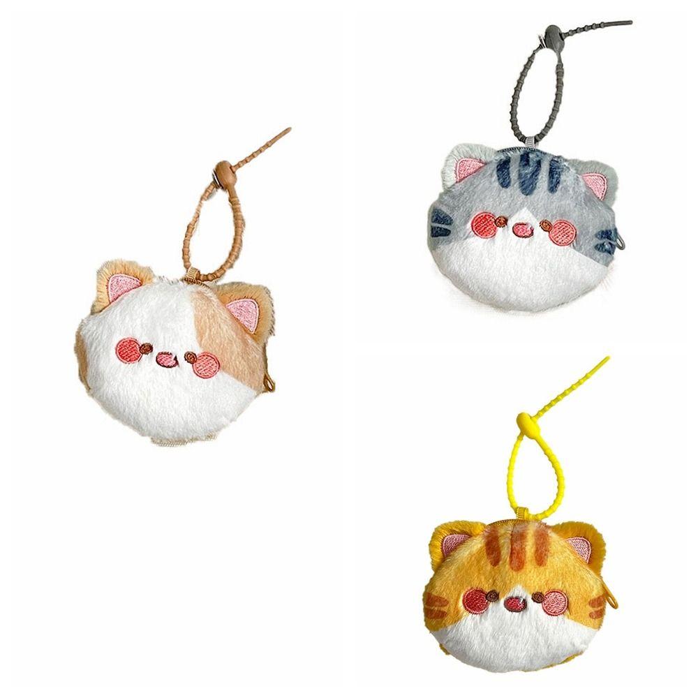 Data Cable Storage Bag Cat Coin Purse Zipper Plush Earphone Bag Fashion Cartoon Wallet  Girls