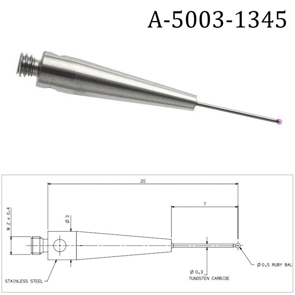 M2 CMM-Sondenstifte, 0,5-mm-Kugel, Schaft aus Wolframkarbid, kompatibel A-5003-1345