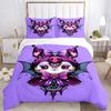 3pcs Kuromi Bat Print Bedding Set (1 Cover + 2 Pillowcases, Without Inserts), This Printed Bedding Set is Soft and Comfortable, Suitable for
