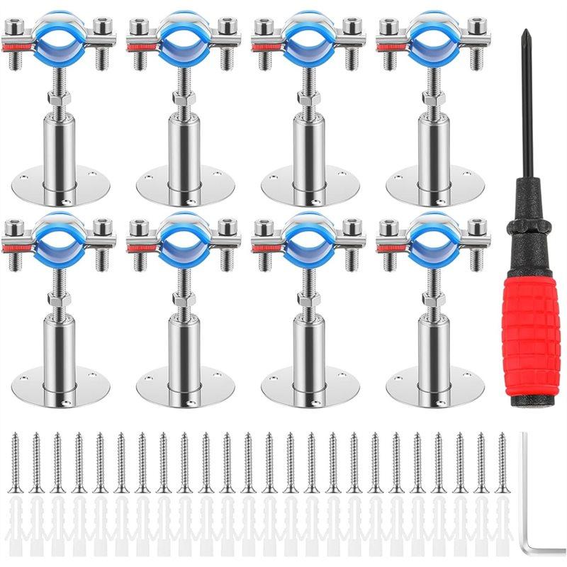 

ABWR-For OD 3/4 (25-27Mm) Adjustable Height(50-100Mm) 8 Pcs 304 Stainless Steel Pipe Supports Wall Mount Ceiling Mount Bracket