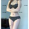 Women's Retro Striped Bandeau Bikini - Sexy Vacation Swimwear
