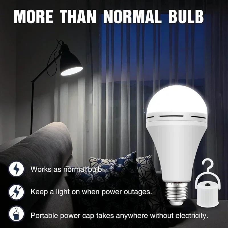 LED Rechargeable Light Bulb9w 15w 85-265V Emergency Bulb Portable Hanging Camping Lamp for Tent Home Power Failure Porch