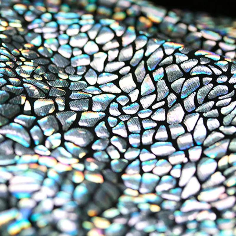 

50x145cm Laser Iridescent Coated Fabric Diy Elastic Skirt Dress Cloth Stage Background Decorative Material Clothing Supplies 50x145cm
