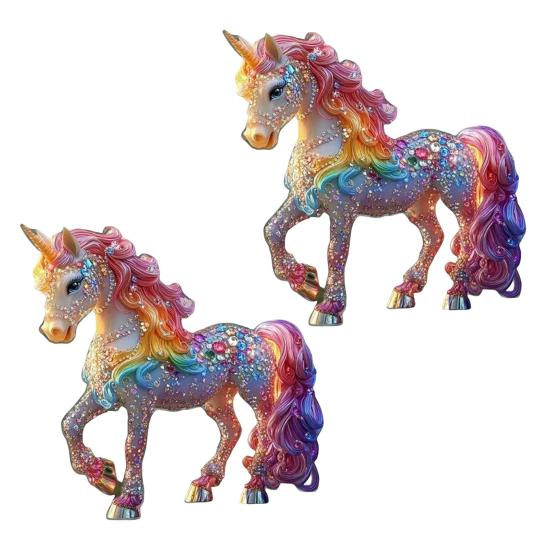 2 Pcs Horse Christmas Ornament Acrylic Sparkly Rhinestones Horse Hanging Decoration 2D Flat Christmas Tree Ornament for Horse Lovers
