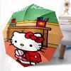 Classroom Hello Kitty Automatic 3-Fold Umbrella Design, Cute Cartoon Pattern, Portable Outdoor Umbrella, Perfect, Holiday Gift for Disney fans.Y017