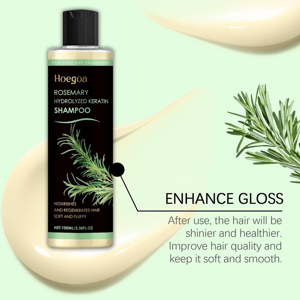 Hoegoa Rosemary Thickening Shampoo, Plant Oil Control, Volumizing and Refreshing, Nourishing and Repairing, Improves Hair Quality, For Hair Use, 100ml