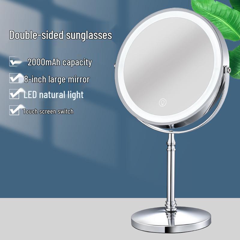 Smart LED Double-Sided 10x Magnification Makeup Mirror with Adjustable Desktop Stand