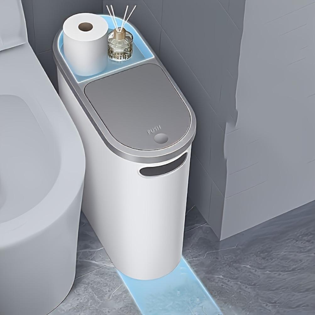 Minimalism Bathroom Trash Can 10L Large Capacity Crevice Wastebasket Bathroom Press-type Recycle Bin Bathroom Accessories