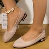 Large size thick heel single shoes women's spring new suede foot cover pointed shallow mouth Doudou shoes