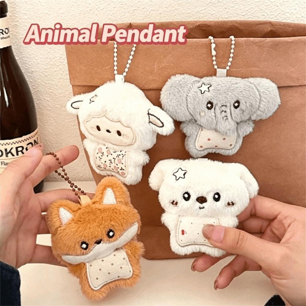 Kawaii Style Soft Fabric Animal Keychain Cartoon Design Fluffy Bag Pendant Bag Charm Gifts