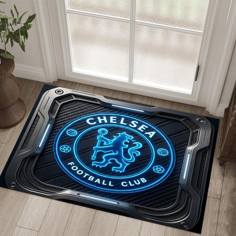 Tappeto in Velluto di Cristallo Design Chelsea FC Accogliente Non?Tappeto Stampato Antiscivolo per Camera da Letto Soggiorno Ingresso