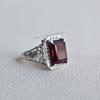 Natural Garnet Ring-Handmade Silver Ring-925 Sterling Silver Ring-Designer Rectangle Garnet Ring-Anniversary Ring-January Birthstone