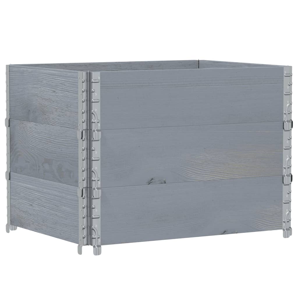 Pallet Collar 3 Pieces Gray 80x60 Cm Solid Pine Wood