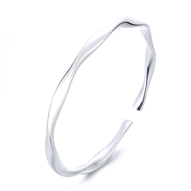 Zuyin S999 Mobius Bracelet, Minimalist, Light Luxury, Versatile, Non Conforming Design, Open End Pure Silver Bracelet for Women